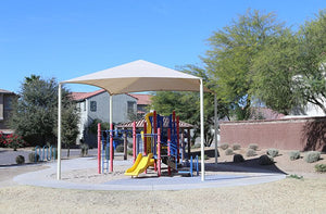 Hip Shade Structure Over Park in Residential Community