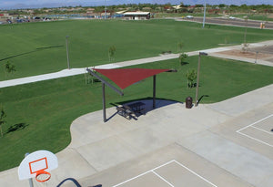 An example of an installed SS-15 shade sail