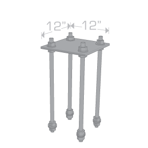 Anchor Bolt Cluster with Template for 6" x 6" Posts - Tenshon